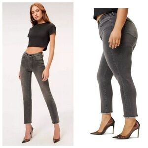 Good American Good Legs Crop Ankle Jeans Black Gray Size‎ 18